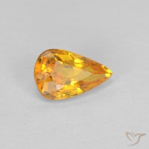 0.47 ct Golden Sapphire Stone, Natural Sapphire in Pear Facet Shape for Sale