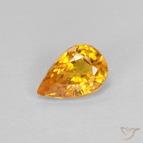 0.60ct Natural Dark Orange-Gold Sapphire, Pear Shape, VVS