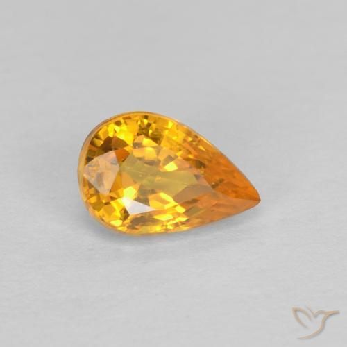 0.60 ct Golden Sapphire Stone, Natural Sapphire in Pear Facet Shape for Sale