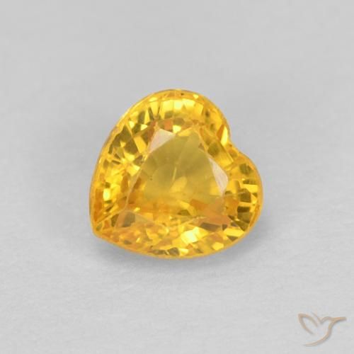 0.52 ct Golden Sapphire Stone, Natural Sapphire in Heart Facet Shape for Sale