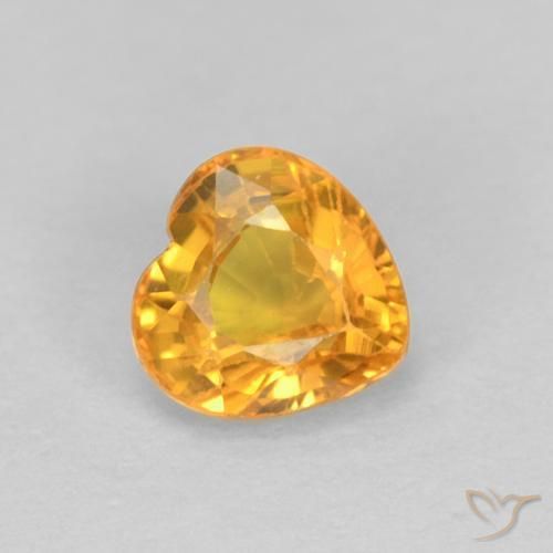 0.48 ct Golden Sapphire Stone, Natural Sapphire in Heart Facet Shape for Sale