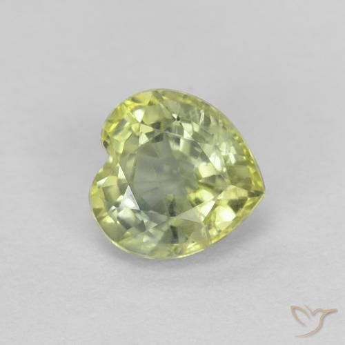 0.48 ct Green Sapphire Stone, Natural Sapphire in Heart Facet Shape for Sale