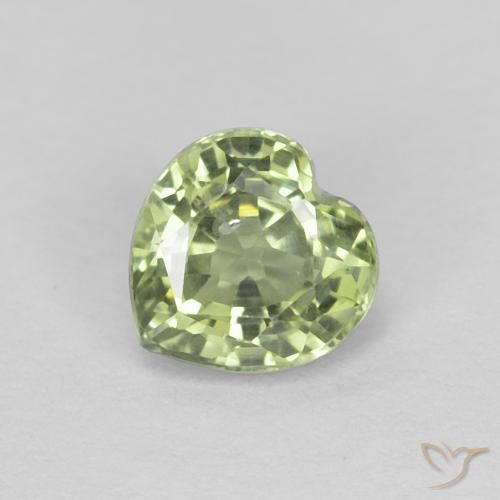 0.53 ct Green Sapphire, 4.6 x 4.5 mm Heart Cut From Tanzania, Photo A