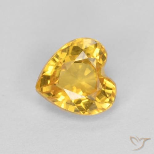 0.53ct Natural Golden Orange Sapphire, Heart, VVS