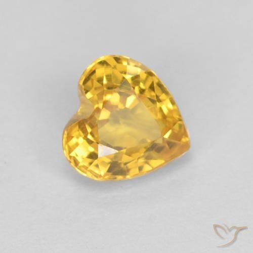 0.53 ct Golden Sapphire Stone, Natural Sapphire in Heart Facet Shape for Sale