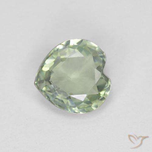0.42ct Natural Light Green Sapphire, Heart, VVS