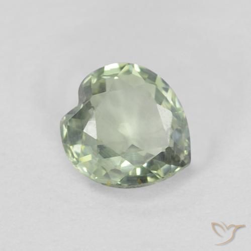 0.42 ct Green Sapphire Stone, Natural Sapphire in Heart Facet Shape for Sale