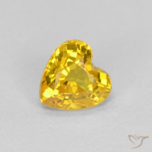0.44 ct Golden Sapphire Stone, Natural Sapphire in Heart Facet Shape for Sale