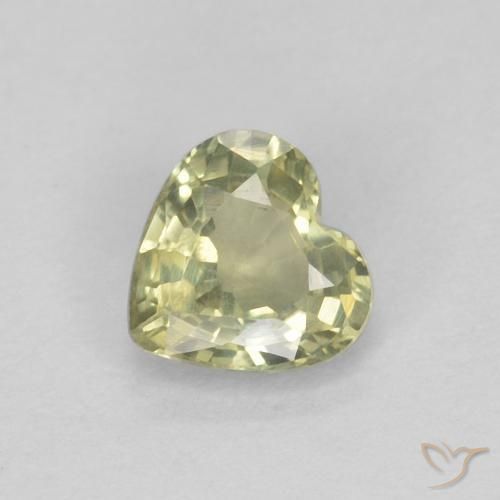 0.45 ct Green Sapphire Stone, Natural Sapphire in Heart Facet Shape for Sale