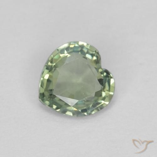 0.38ct Natural Warm Green Sapphire, Heart, VVS-VS