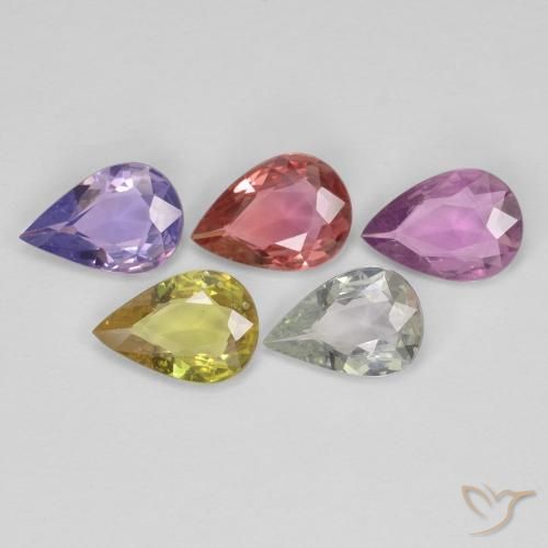 2.97 ctw Multicolor Sapphire Gemstones, Sapphire Gems in Pear Facet Shape for Sale.