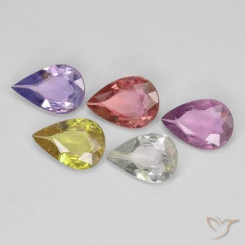 2.97 ctw Multicolor Sapphire Stones, Natural Sapphire in Pear Facet Shape for Sale
