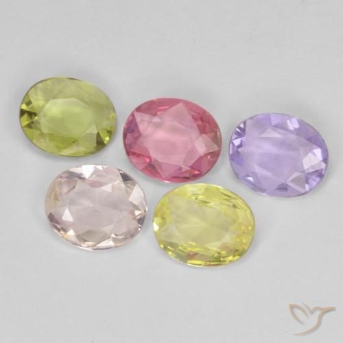 2.42 ctw Multicolor Sapphire Stones, Natural Sapphire in Oval Facet Shape for Sale