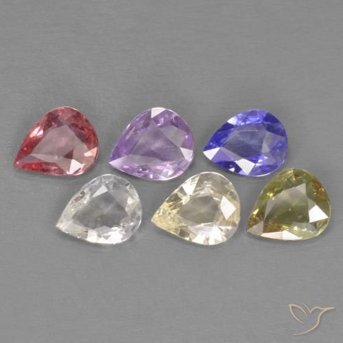 2.72 ctw Multicolor Sapphire Gemstones, Sapphire Gems in Pear Facet Shape for Sale.