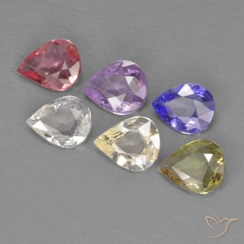 2.72 ctw Multicolor Sapphire Stones, Natural Sapphire in Pear Facet Shape for Sale