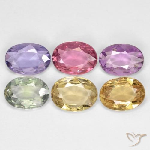 3.98 ctw Multicolor Sapphire Gemstones, Sapphire Gems in Oval Facet Shape for Sale.