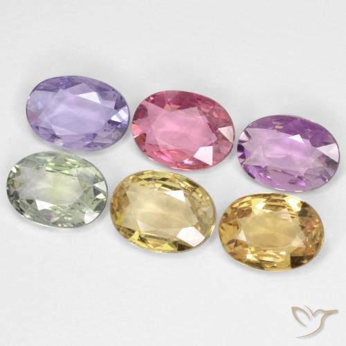 3.98 ctw Multicolor Sapphire Stones, Natural Sapphire in Oval Facet Shape for Sale
