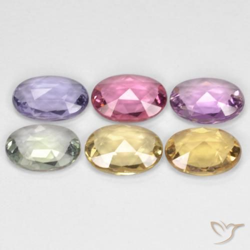 Sapphire Gemstones in 6.7 x 4.9 mm Size for Sale, Sapphire Stones in Multicolor Color