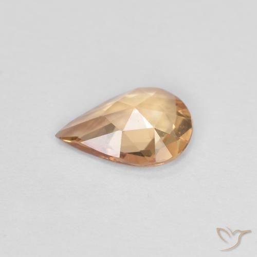 Sapphire Gemstone in 6.7 x 4.7 mm Size for Sale, Sapphire Stone in Light Peachy Golden Color