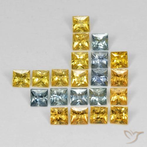 2.87 ctw Multicolor Sapphire Stones, Natural Sapphire in Princess-Cut Shape for Sale