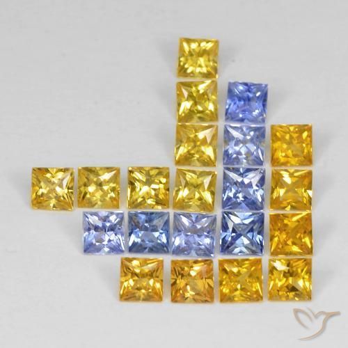 3.37 ctw Multicolor Sapphire Stones, Natural Sapphire in Princess-Cut Shape for Sale
