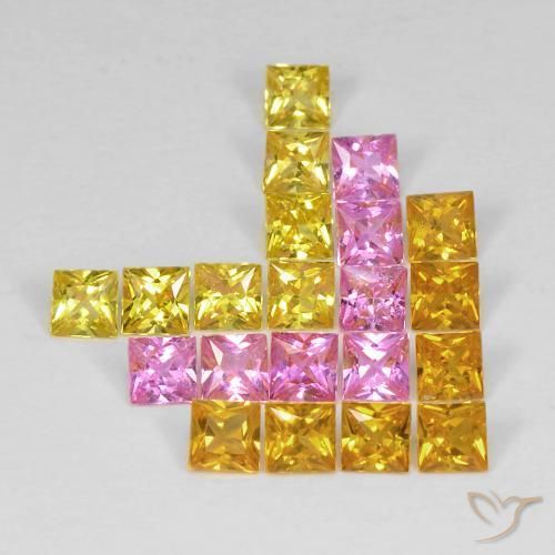 3.26 ctw Multicolor Sapphire Stones, Natural Sapphire in Princess-Cut Shape for Sale