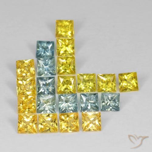 3.24 ctw Multicolor Sapphire Stones, Natural Sapphire in Princess-Cut Shape for Sale