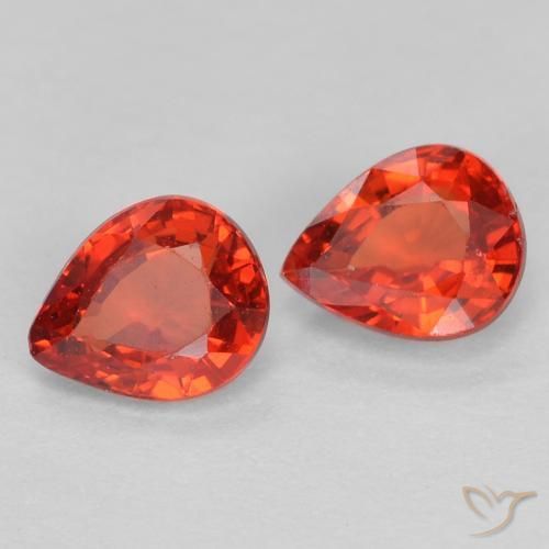 0.88 ctw Red Sapphire Stones, Natural Sapphire in Pear Facet Shape for Sale