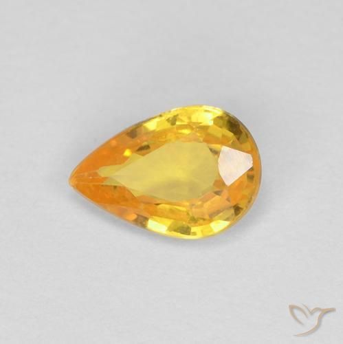 0.44 ct Golden Sapphire Stone, Natural Sapphire in Pear Facet Shape for Sale