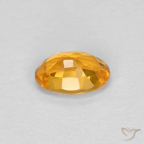 Sapphire Gemstone in 5.7 x 3.9 mm Size for Sale, Sapphire Stone in Medium Orange Color