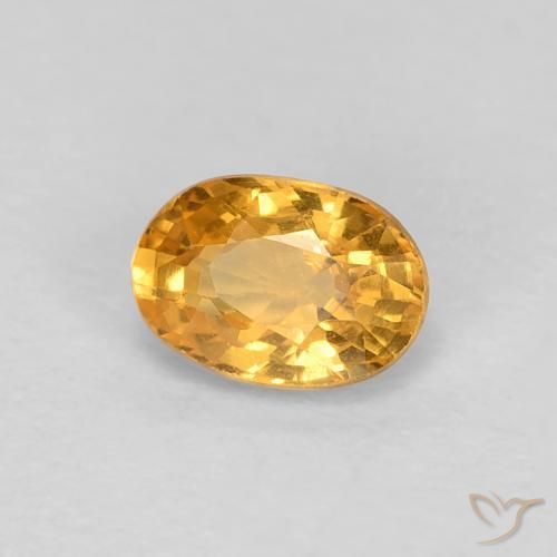 0.65 ct Golden Sapphire Stone, Natural Sapphire in Oval Facet Shape for Sale