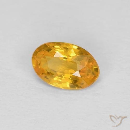 0.46 ct Golden Sapphire Stone, Natural Sapphire in Oval Facet Shape for Sale