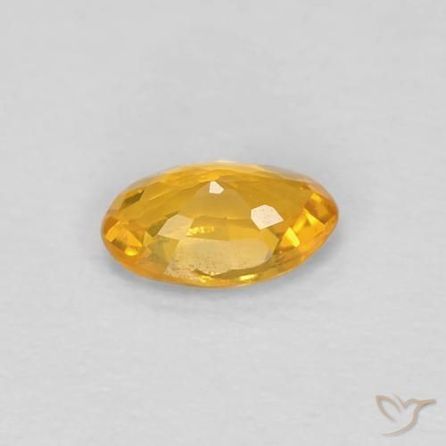 Sapphire Gemstone in 5.8 x 3.8 mm Size for Sale, Sapphire Stone in Orange-Gold Color