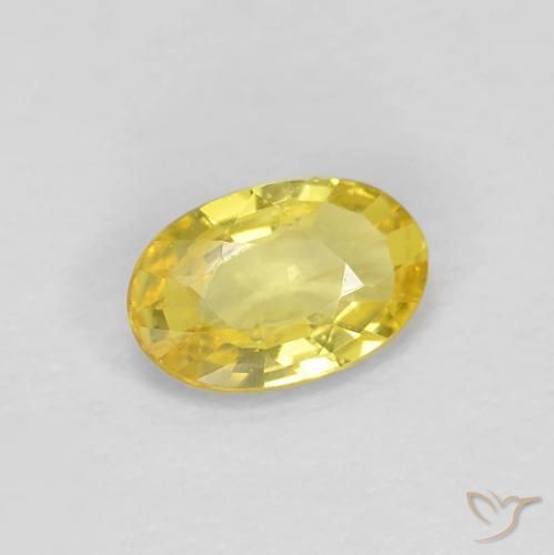 0.46 ct Yellow Sapphire Stone, Natural Sapphire in Oval Facet Shape for Sale