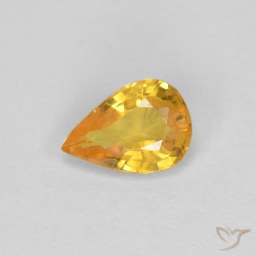 0.50ct Natural Medium Gold Sapphire, Pear Shape, VS
