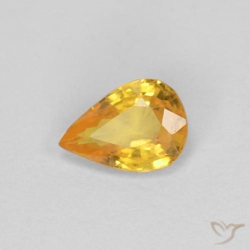 0.50 ct Golden Sapphire Stone, Natural Sapphire in Pear Facet Shape for Sale