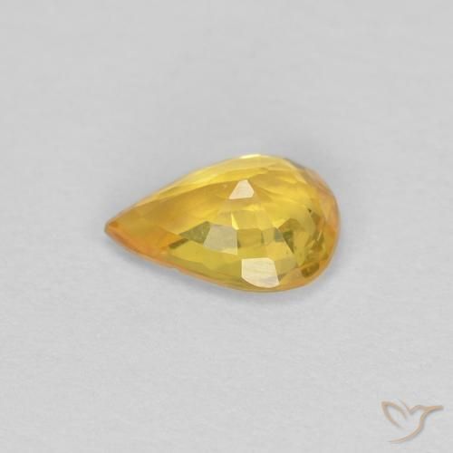 Sapphire Gemstone in 6 x 4.3 mm Size for Sale, Sapphire Stone in Medium Gold Color