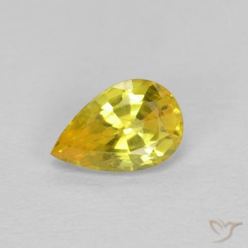 0.58ct Natural Medium Yellow Sapphire, Pear Shape, VS
