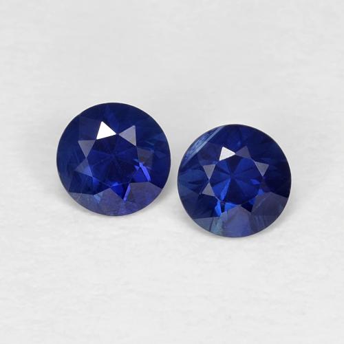 Coppia di zaffiro taglio rotondo da 3,6mm abbinati - Peso 0,44 ct totali / media. 0,22 ct ciascuno, colore Blu reale in purezza VVS-VS, pietra preziosa naturale , durezza Mohs 9 adatto per gioielli da indossare ogni giorno, Mostra grande brillantezza, Photo A