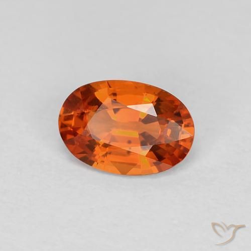 0.60 ct Orange Sapphire Stone, Natural Sapphire in Oval Facet Shape for Sale