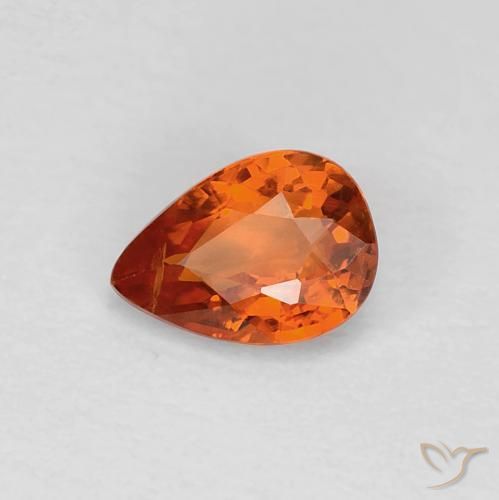 0.60 ct Orange Sapphire Stone, Natural Sapphire in Pear Facet Shape for Sale