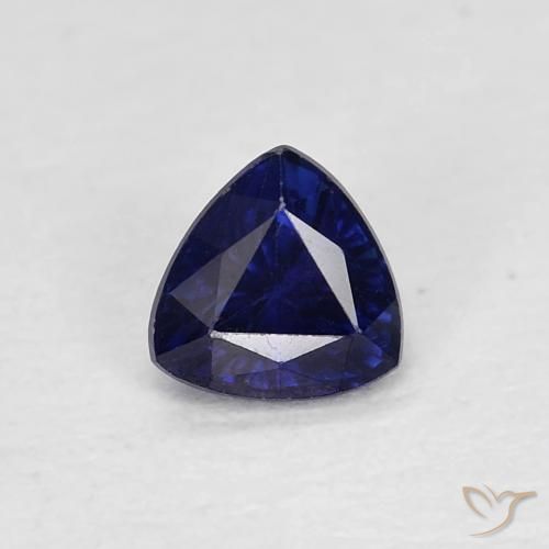 0,39 ct trillionenschliff blauer Saphir aus Madagaskar, Größe 4,4 x 4,3mm, Garantiert natürlicher Edelstein, VVS-VS Reinheit, 1 Stück Saphir in Dämmerungsblau Farbe, Mohs-Härte von 9 Geeignet für den täglichen Gebrauch im Schmuck, Jahr des Tigers-Edelsteins, Photo A