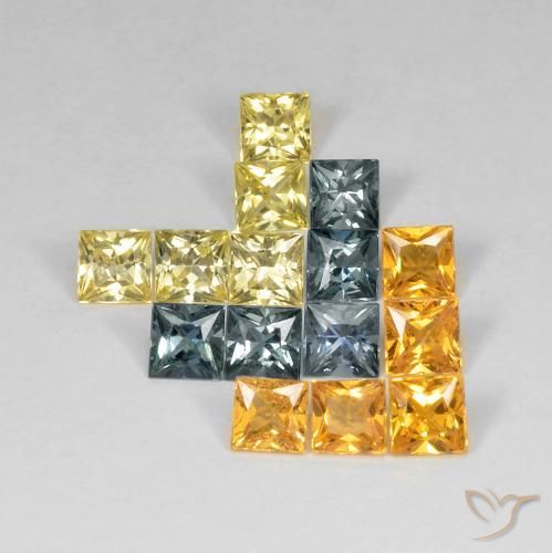 4.52 ctw Multicolor Sapphire Stones, Natural Sapphire in Square / Scissor Cut Shape for Sale