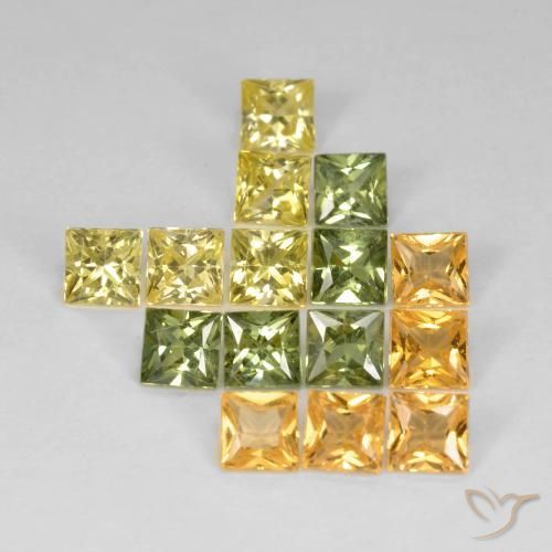 3.65 ctw Multicolor Sapphire Stones, Natural Sapphire in Square / Scissor Cut Shape for Sale