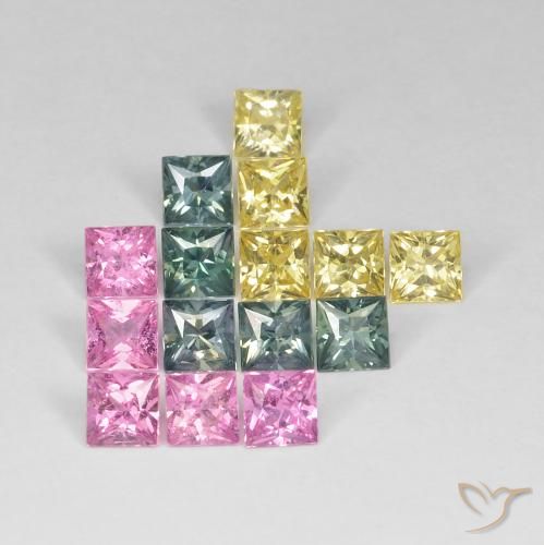 4.26ctw Natural Multicolor Sapphire, Square, VS