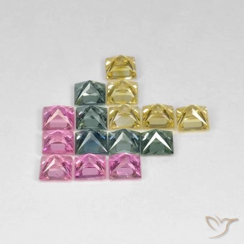 Sapphire Gemstones in 3.4 x 3.4 mm Size for Sale, Sapphire Stones in Multicolor Color