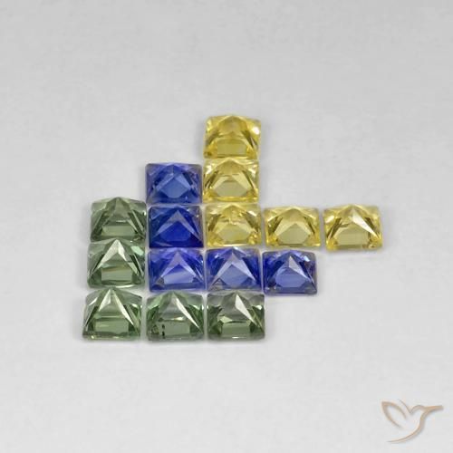 Sapphire Gemstones in 3 x 3 mm (calibrated) Size for Sale, Sapphire Stones in Multicolor Color