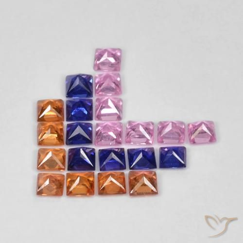 Sapphire Gemstones in 2.1 x 2.1 mm Size for Sale, Sapphire Stones in Multicolor Color