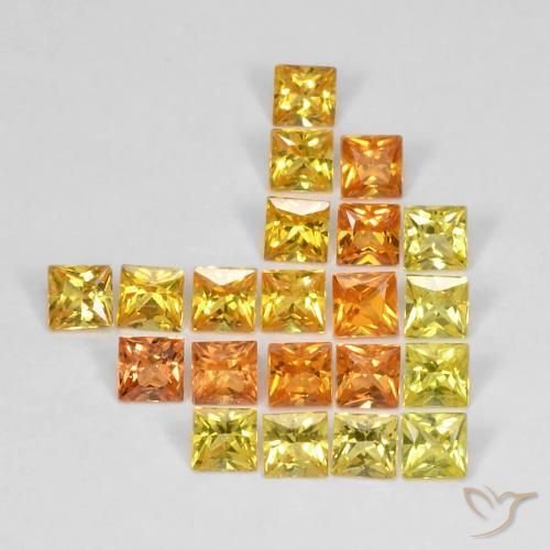 2.71 ctw Multicolor Sapphire Stones, Natural Sapphire in Princess-Cut Shape for Sale