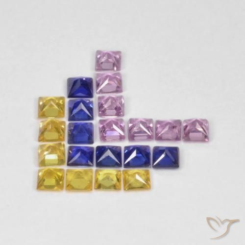 Sapphire Gemstones in 2.1 x 2.1 mm Size for Sale, Sapphire Stones in Multicolor Color